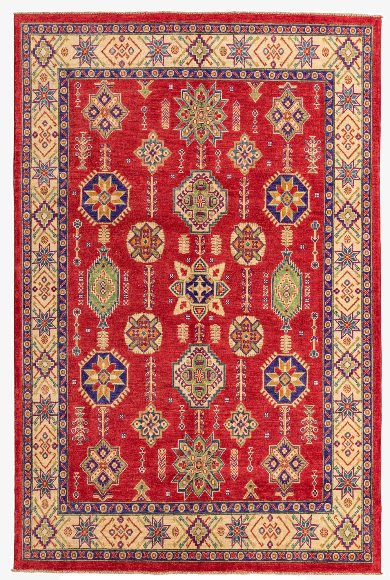5' 6 x 8' 7  Hand Knotted Kazak Rug