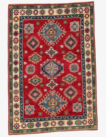 4' x 5' 10 Hand Knotted Kazak Rug