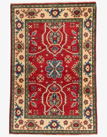 3' 3 x 5' Hand Knotted Kazak Rug