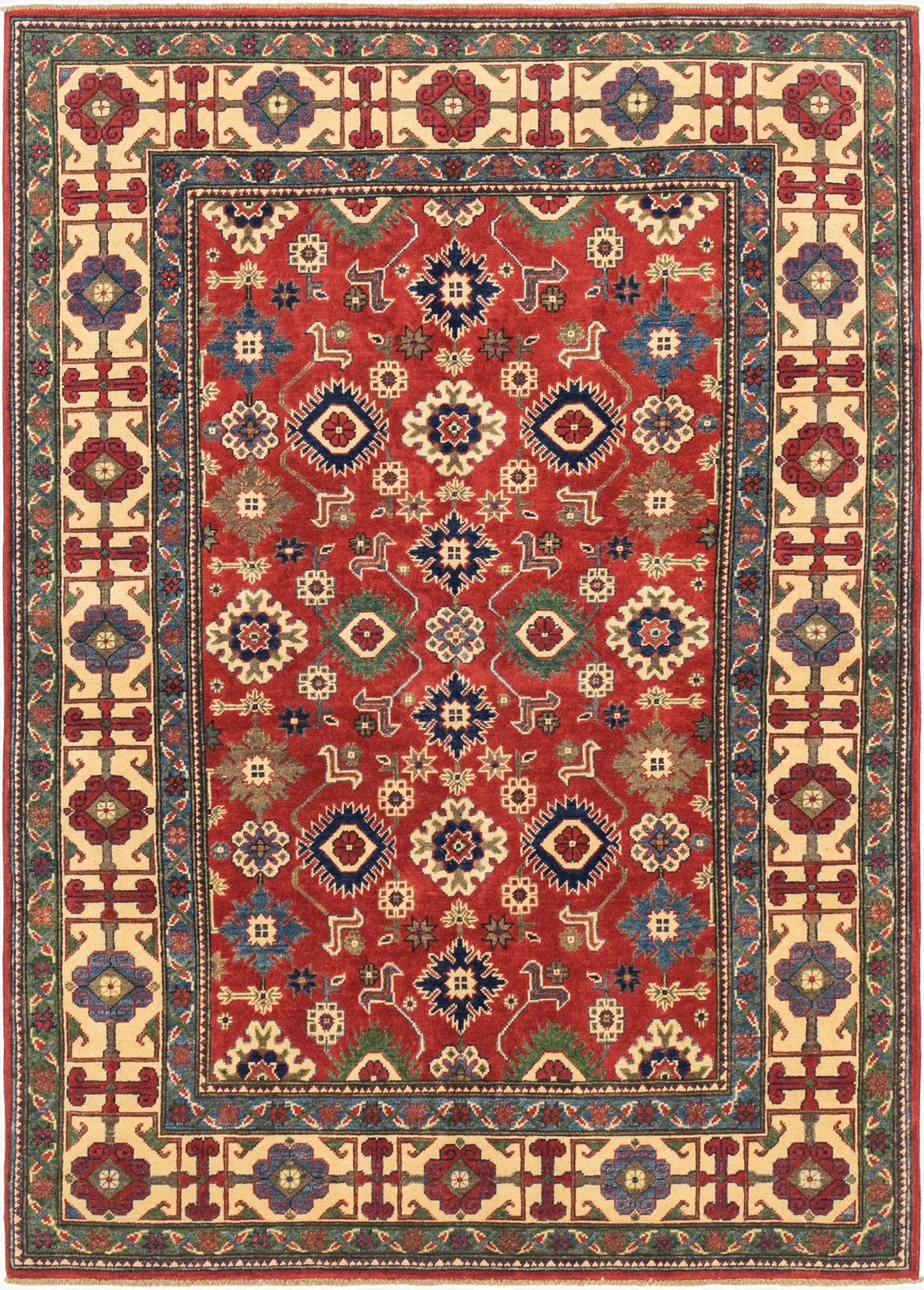 5' 7 x 7' 10  Hand Knotted Kazak Rug