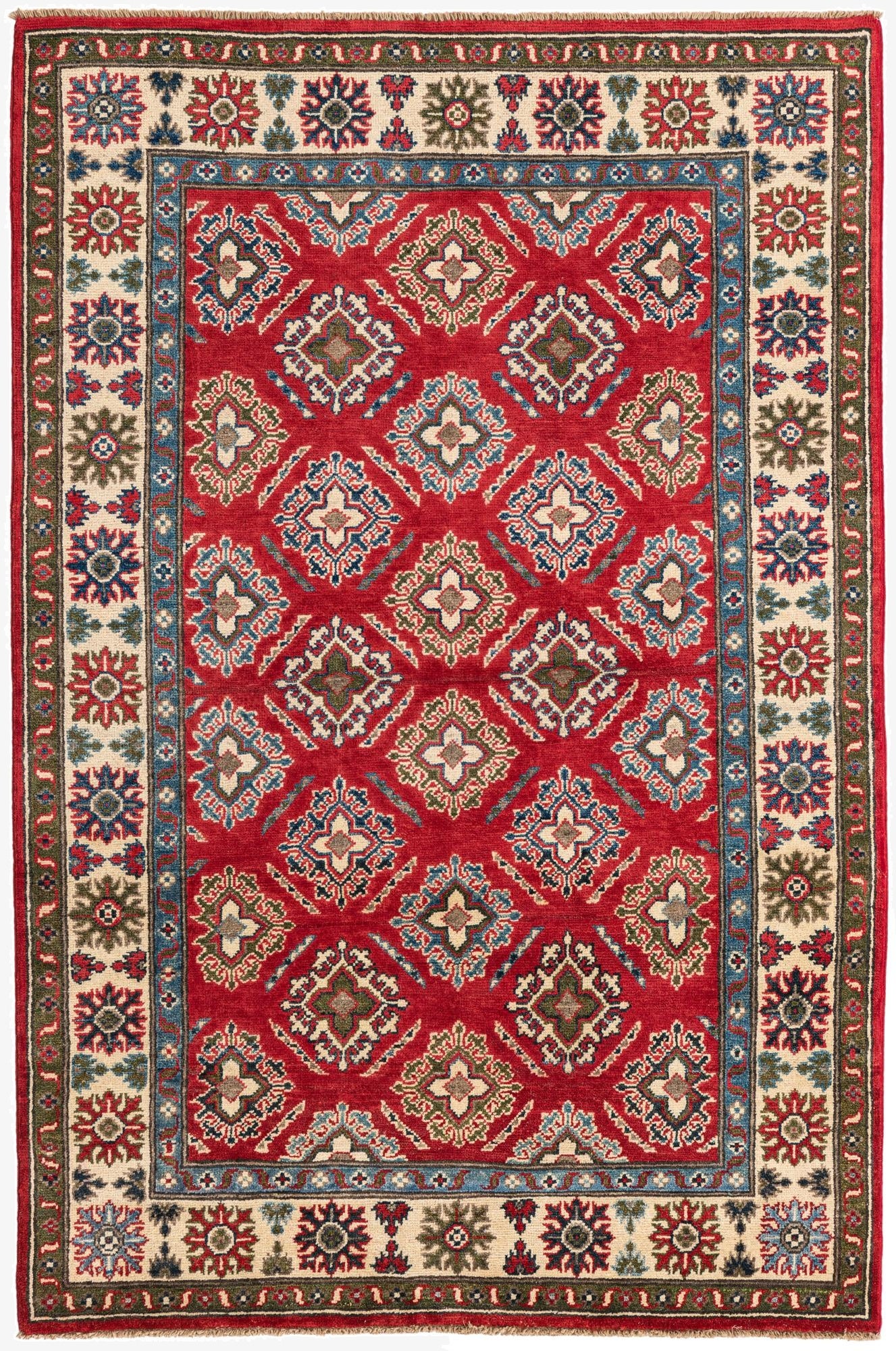 4' 1 x 6' 2  Hand Knotted Kazak Rug