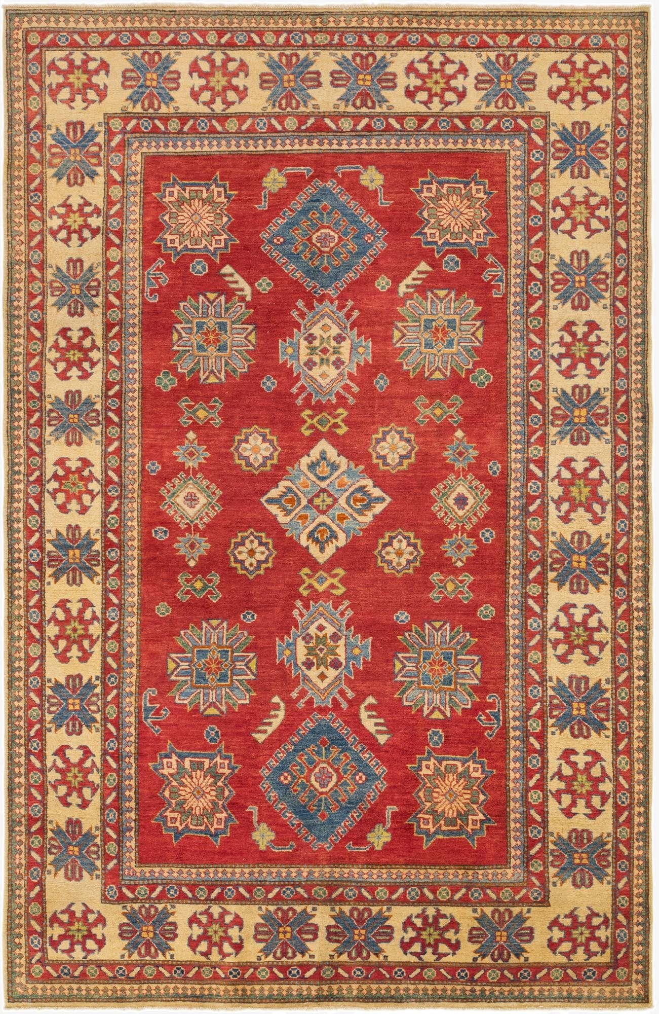 6' 1 x 9' 6  Hand Knotted Kazak Rug