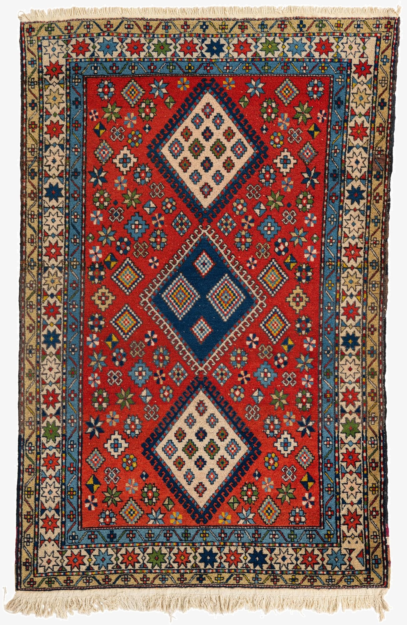 4' 6 x 7' 1  Hand Knotted Kazak Oriental Wool Rug
