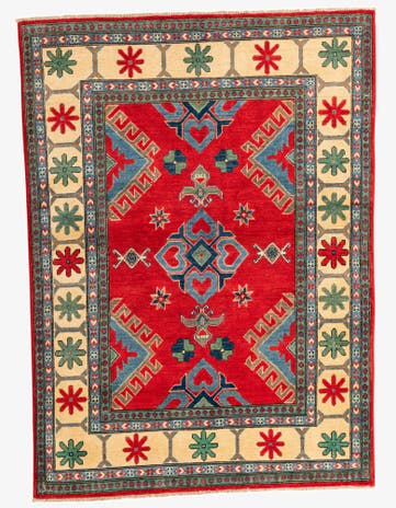 4' 9 x 6' 7 Hand Knotted Kazak Rug