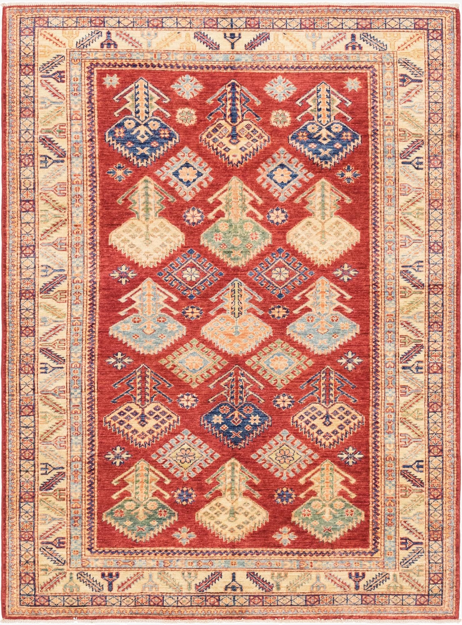 4' 10 x 6' 7  Hand Knotted Kazak Oriental Rug