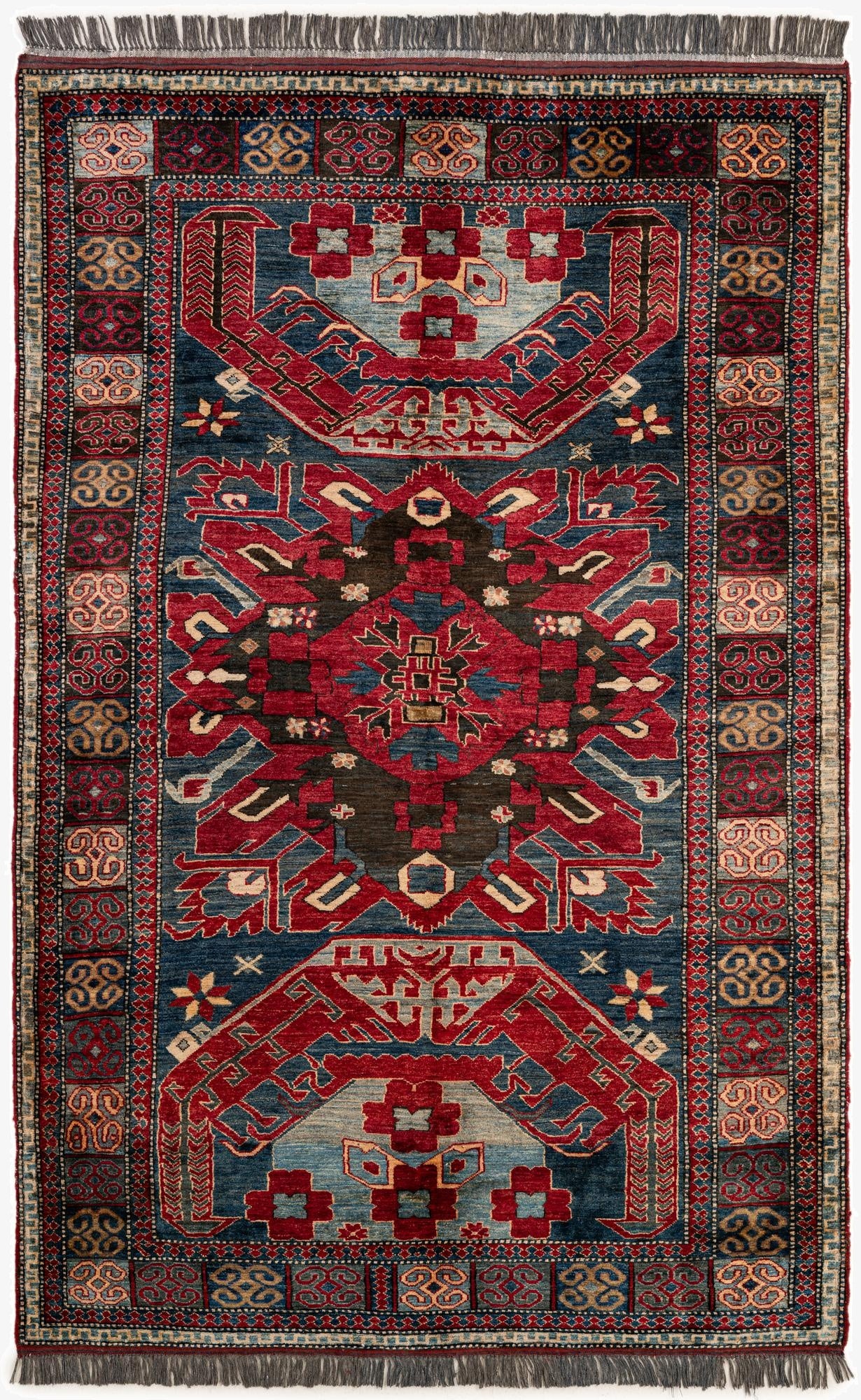 152cm x 235cm  Hand Knotted Kazak Wool Alfombra