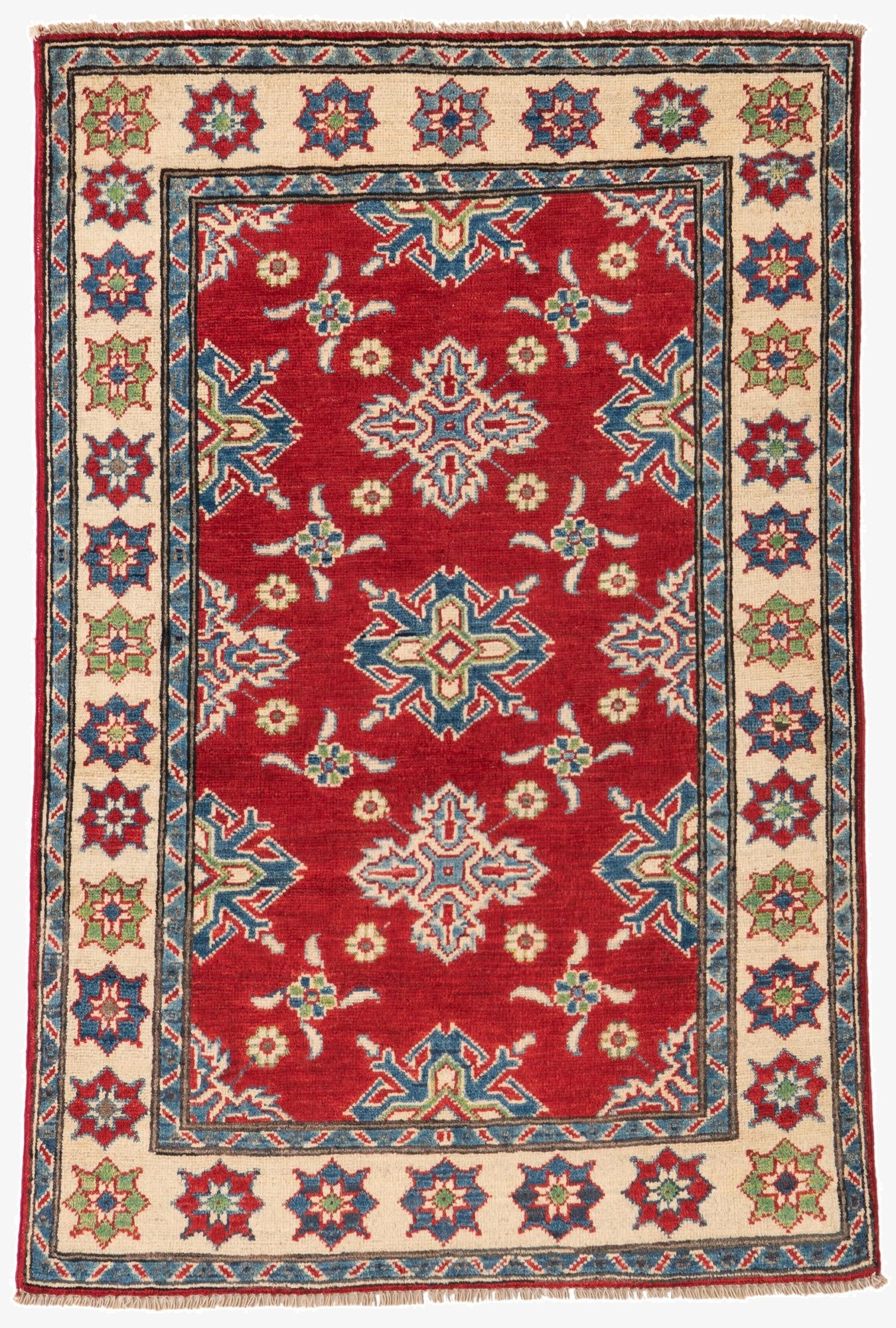3' 2 x 4' 9  Hand Knotted Kazak Rug