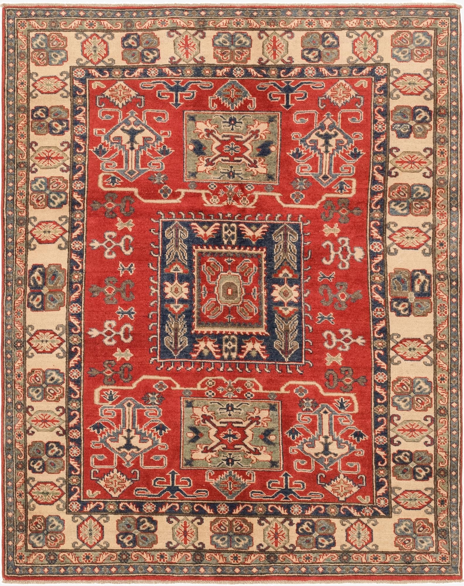 5' x 6' 6  Hand Knotted Kazak Rug