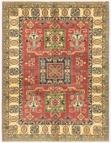 5' x 6' 7 Hand Knotted Kazak Rug