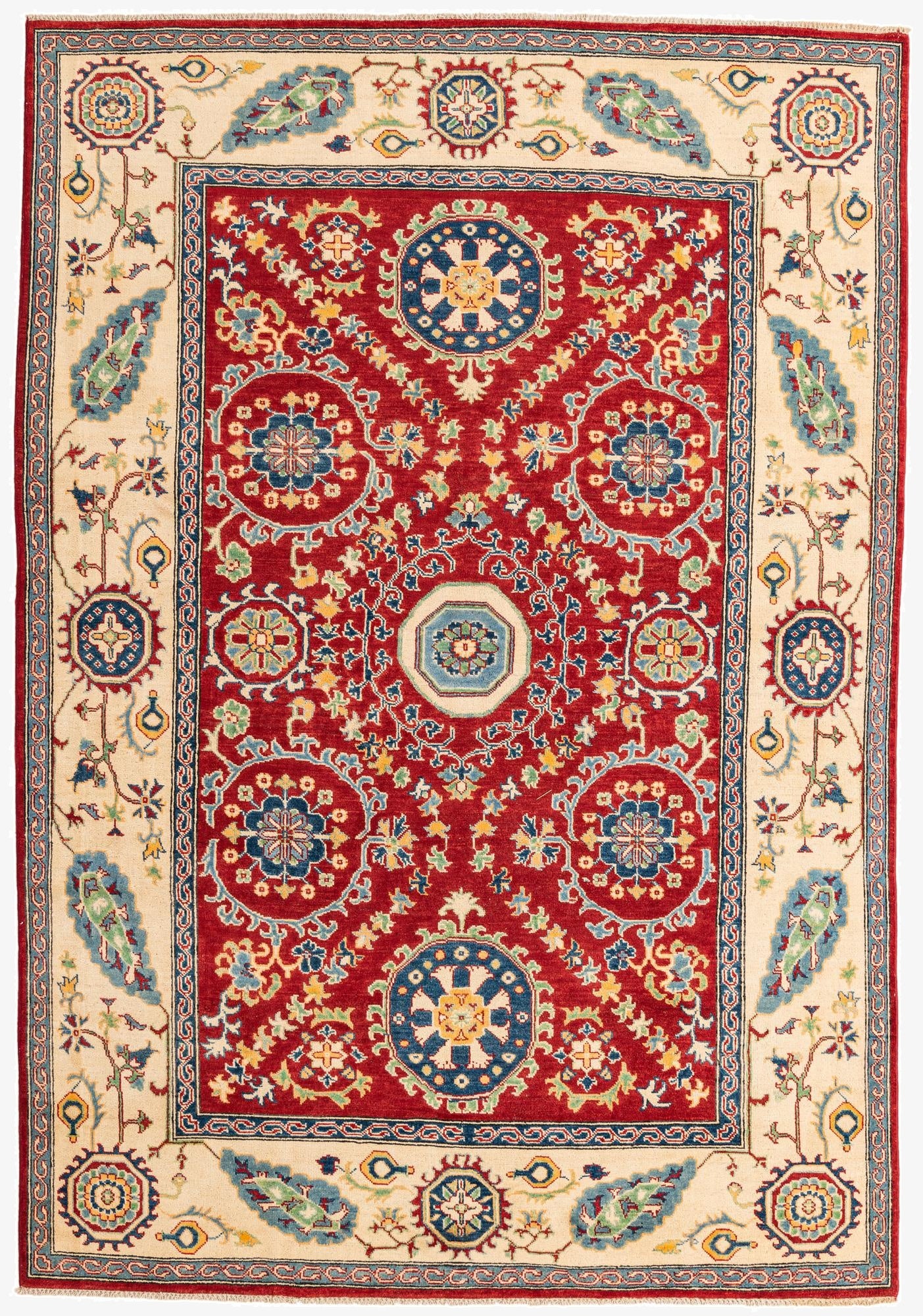 6' 7 x 9' 6  Hand Knotted Kazak Rug