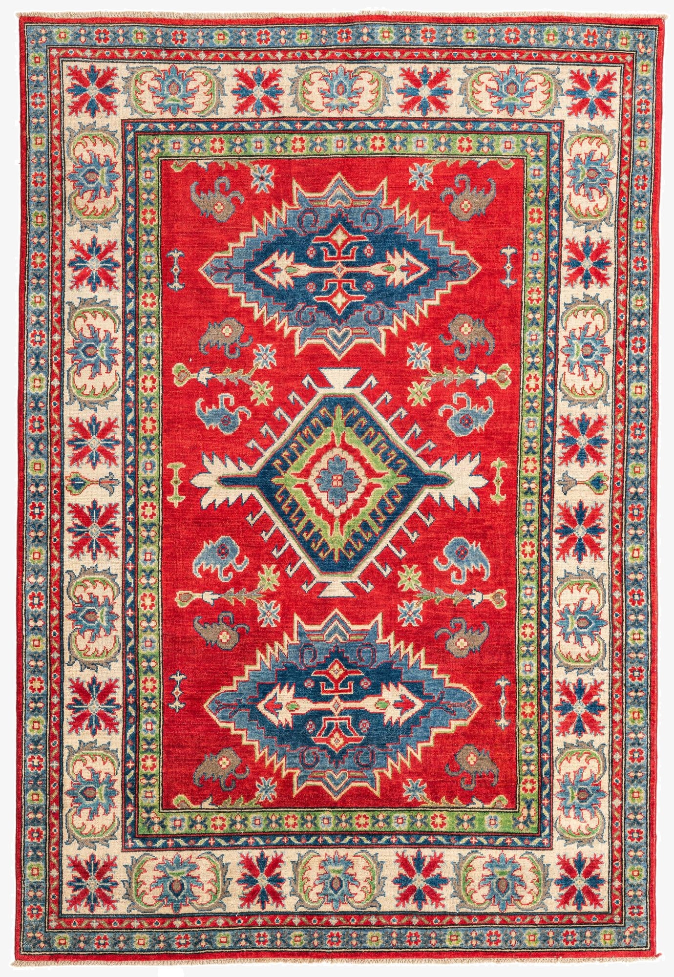 5' 7 x 8' 3  Hand Knotted Kazak Rug