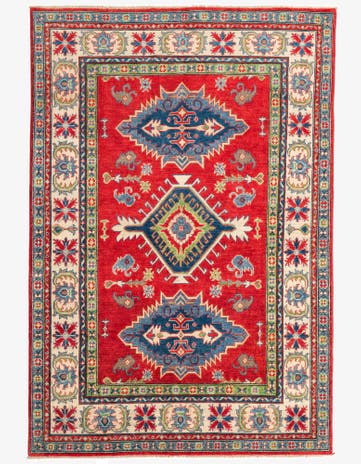 5' 7 x 8' 3 Hand Knotted Kazak Rug