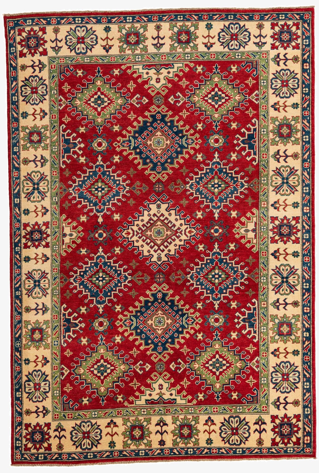 6' 8 x 9' 9  Hand Knotted Kazak Rug