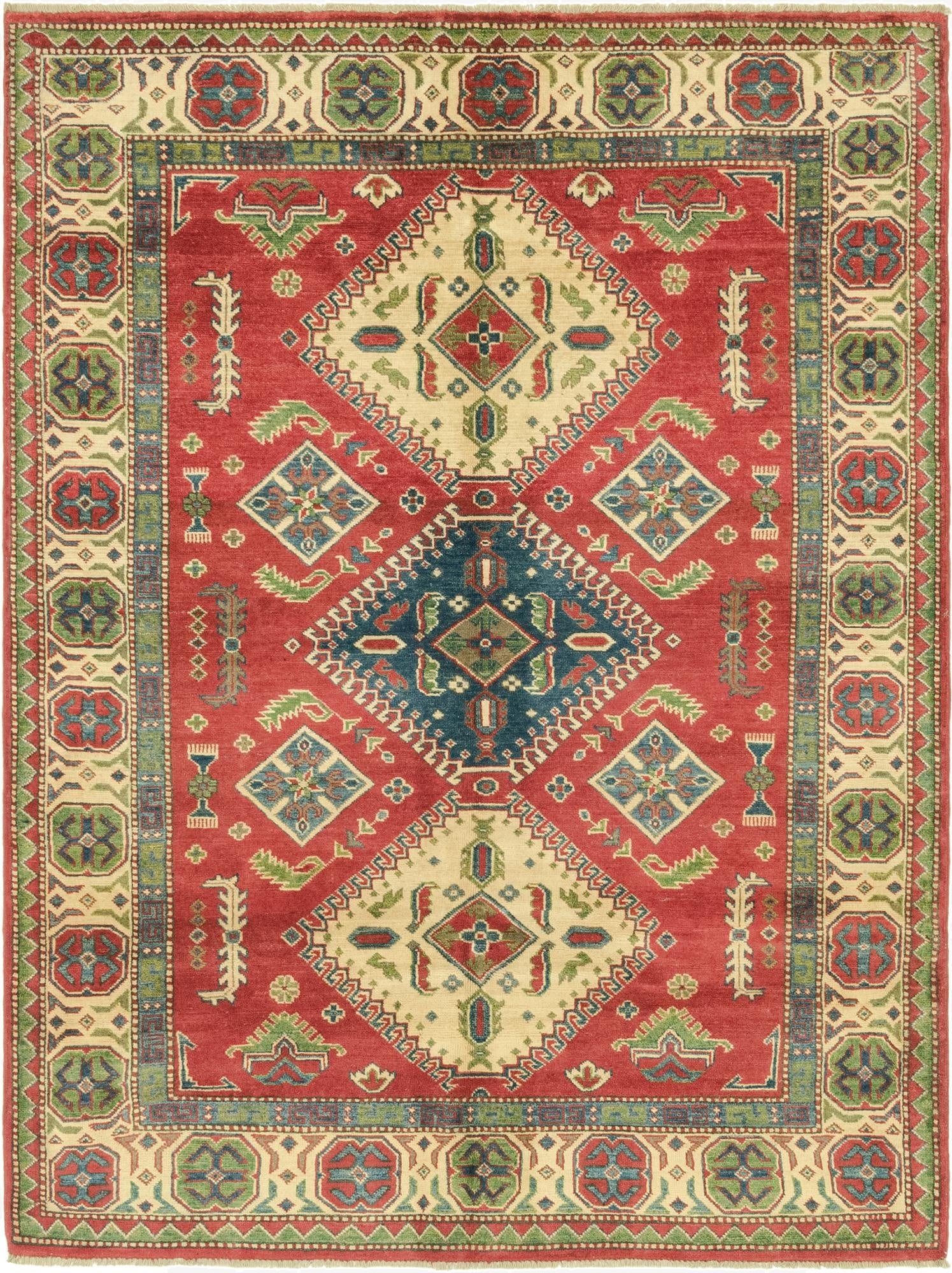 5' 4 x 7' 2  Hand Knotted Kazak Rug