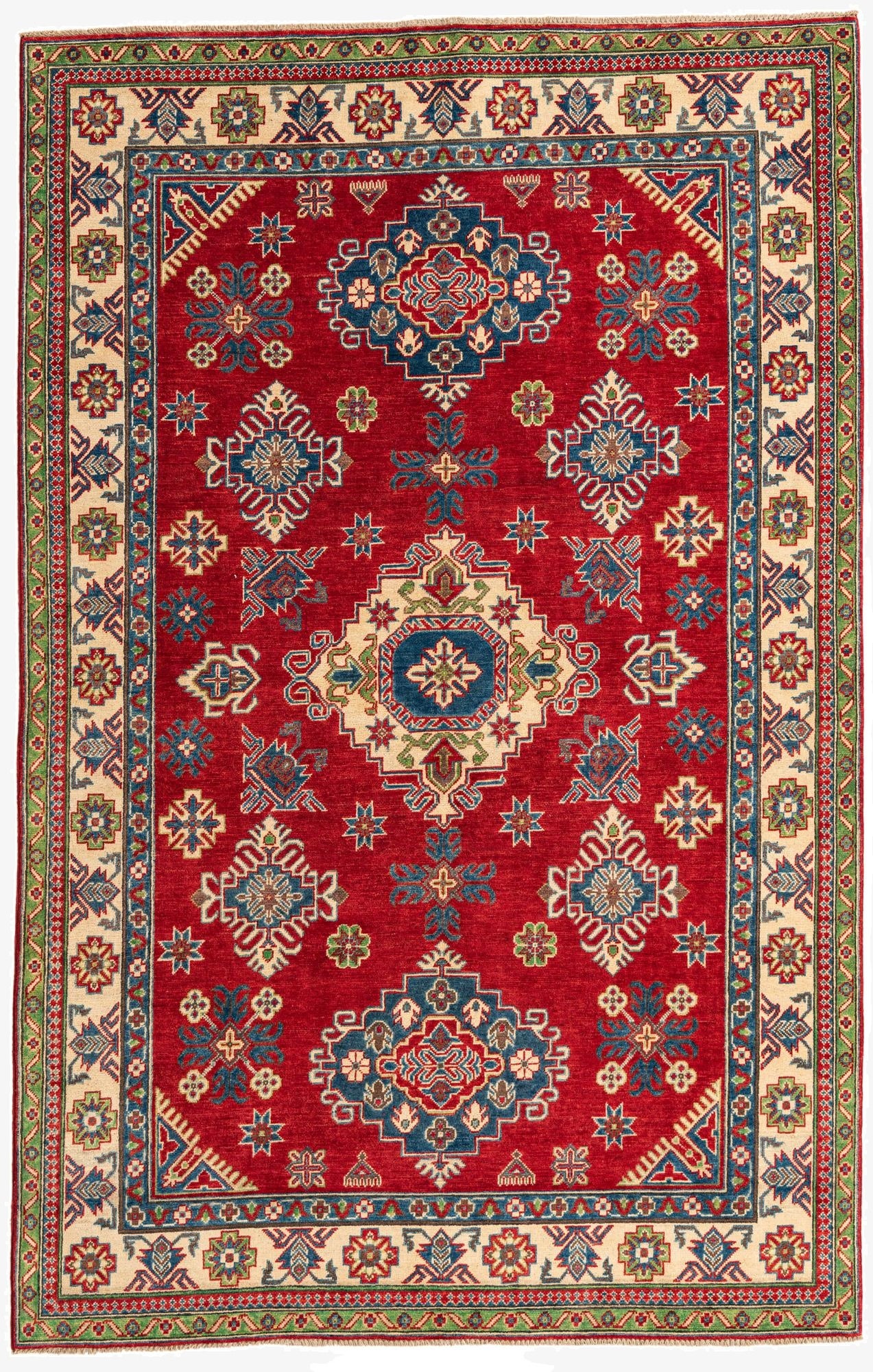 5' 10 x 9' 2  Hand Knotted Kazak Rug