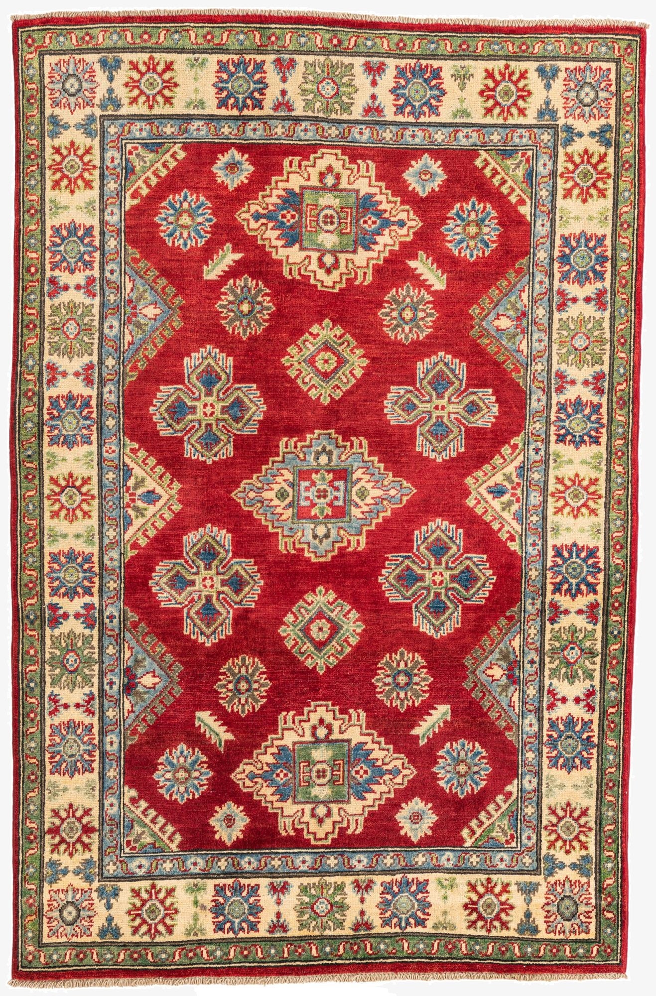 4' x 6' 1  Hand Knotted Kazak Rug