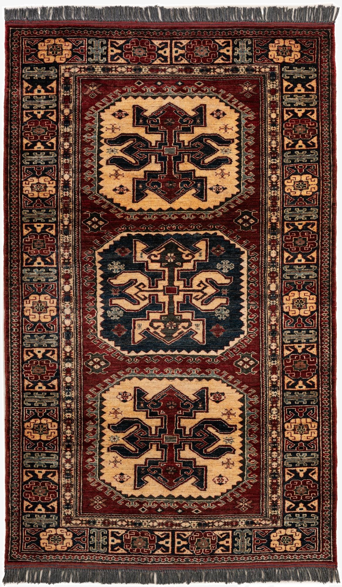 4' 1 x 6' 8  Hand Knotted Kazak Wool Rug