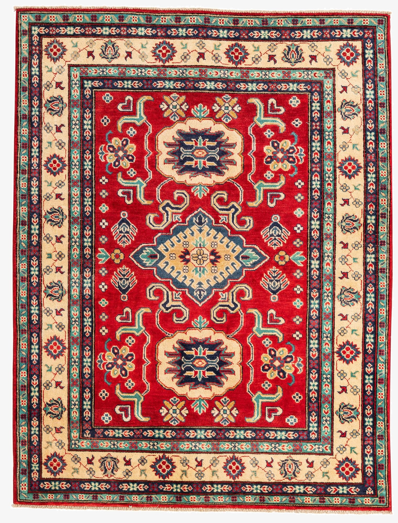 5' 2 x 6' 9  Hand Knotted Kazak Rug