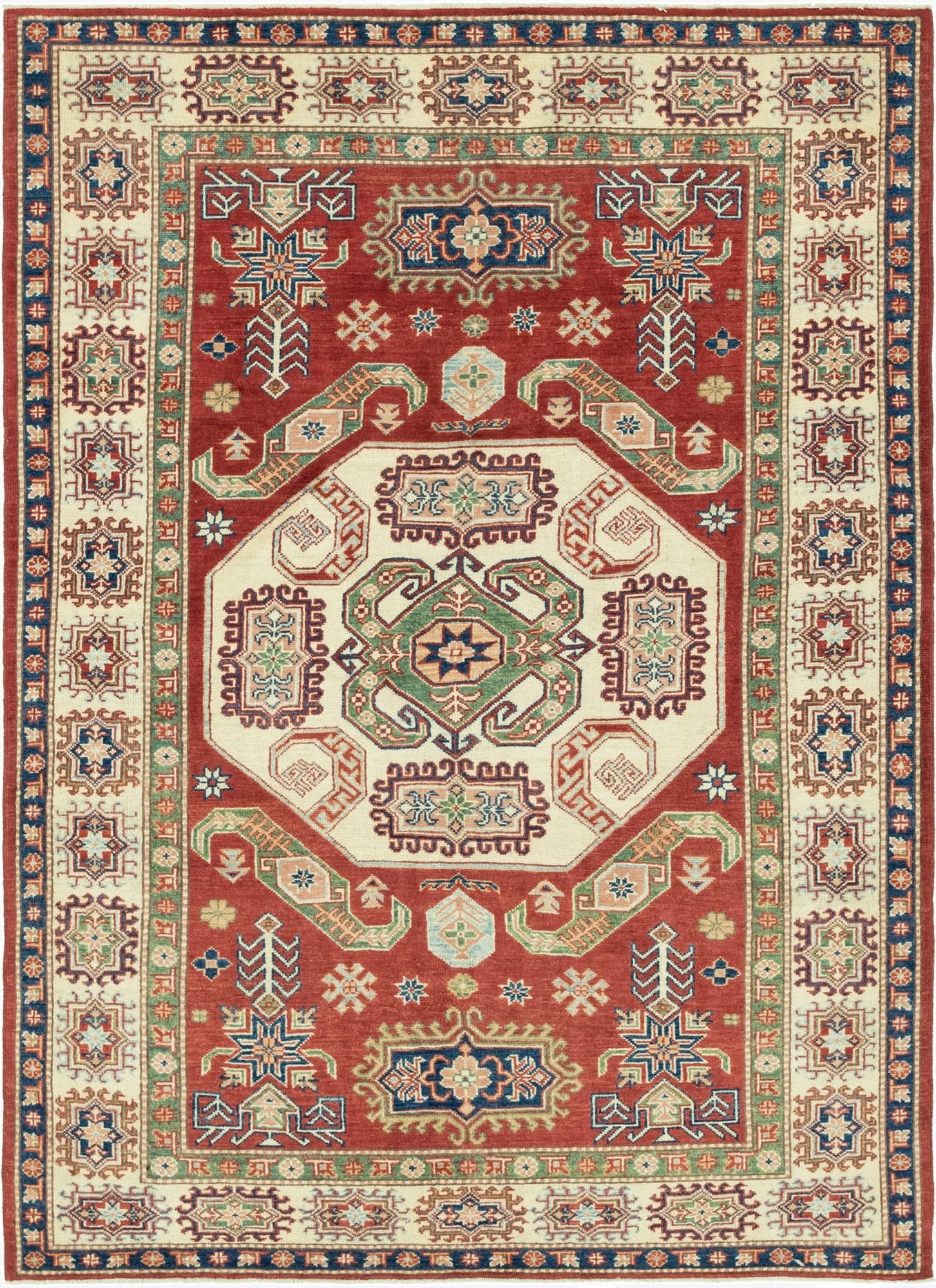 6' 3 x 8' 7  Hand Knotted Kazak Rug