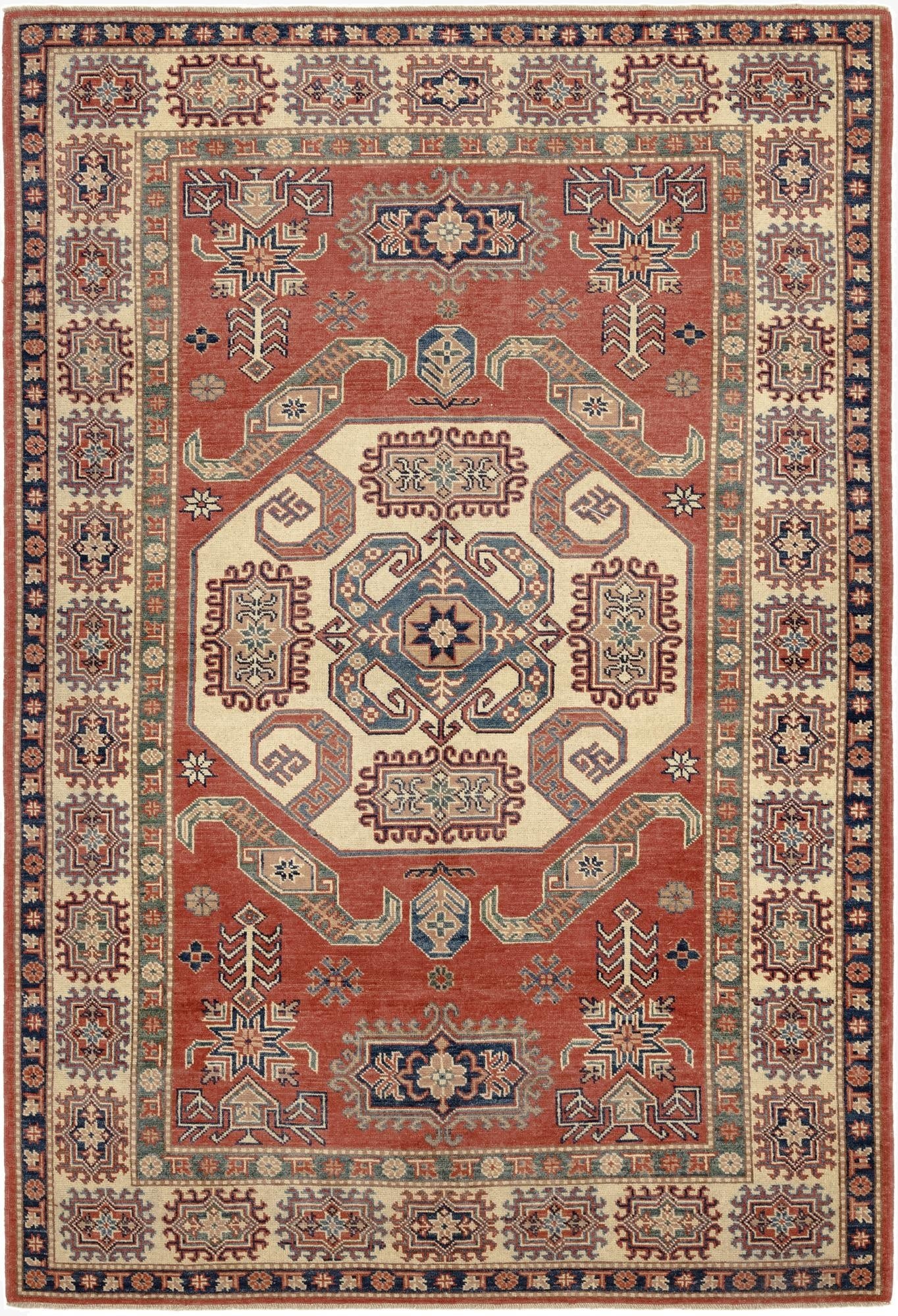 5' 9 x 8' 5  Hand Knotted Kazak Rug