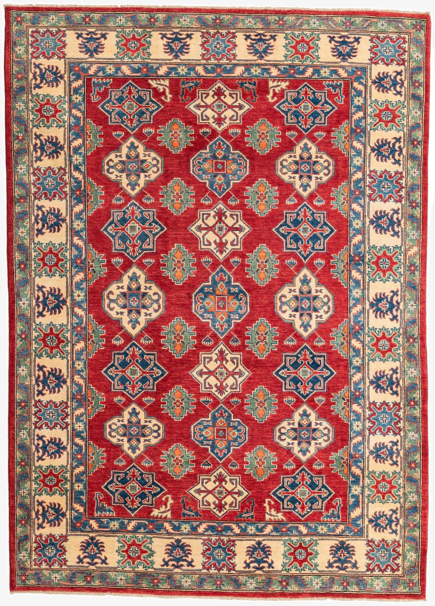 6' 7 x 9' 4  Hand Knotted Kazak Rug