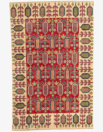 4' 10 x 7' 7 Hand Knotted Kazak Rug