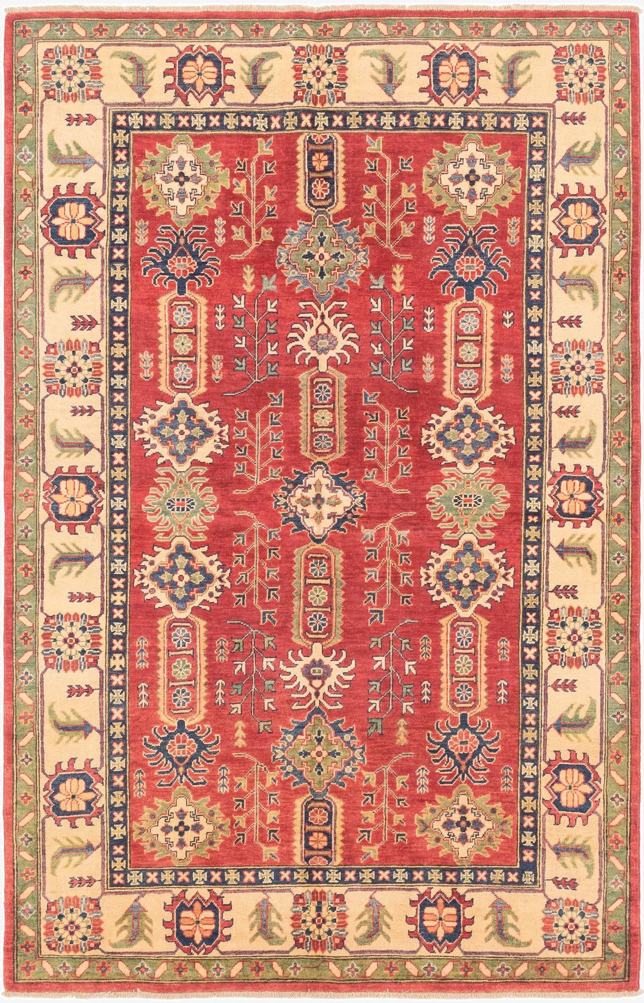 5' 6 x 8' 10  Hand Knotted Kazak Rug