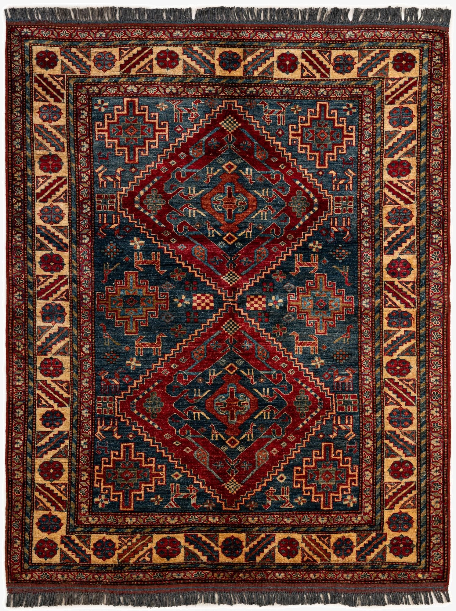 5' 3 x 6' 7  Hand Knotted Kazak Wool Rug