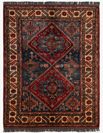 5' 3 x 6' 7 Hand Knotted Kazak Wool Rug