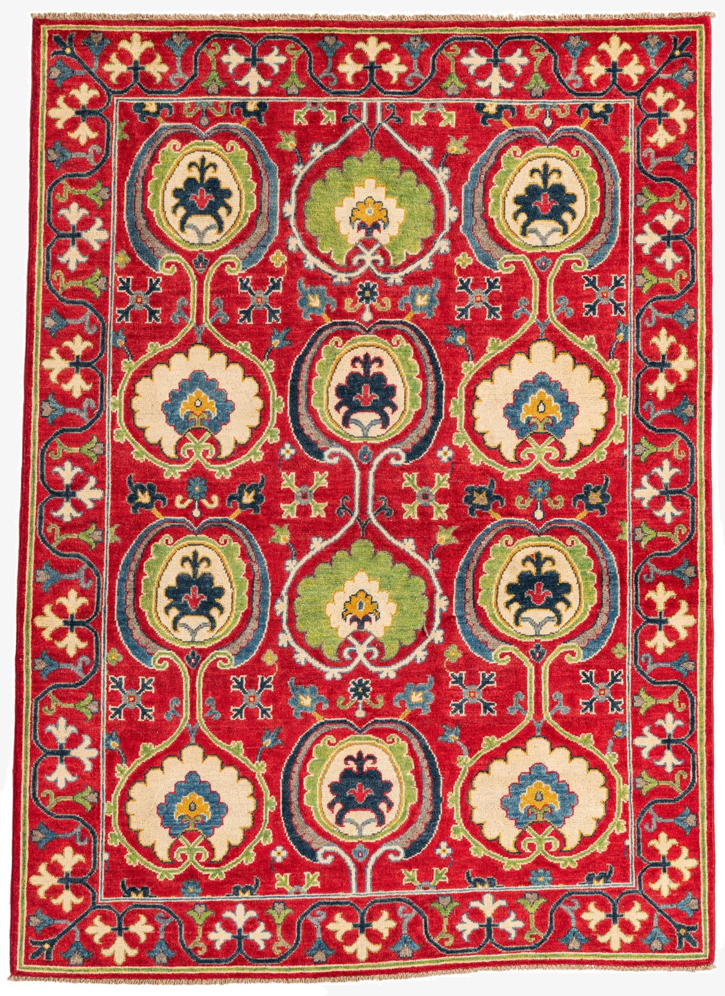 4' 10 x 6' 9  Hand Knotted Kazak Rug
