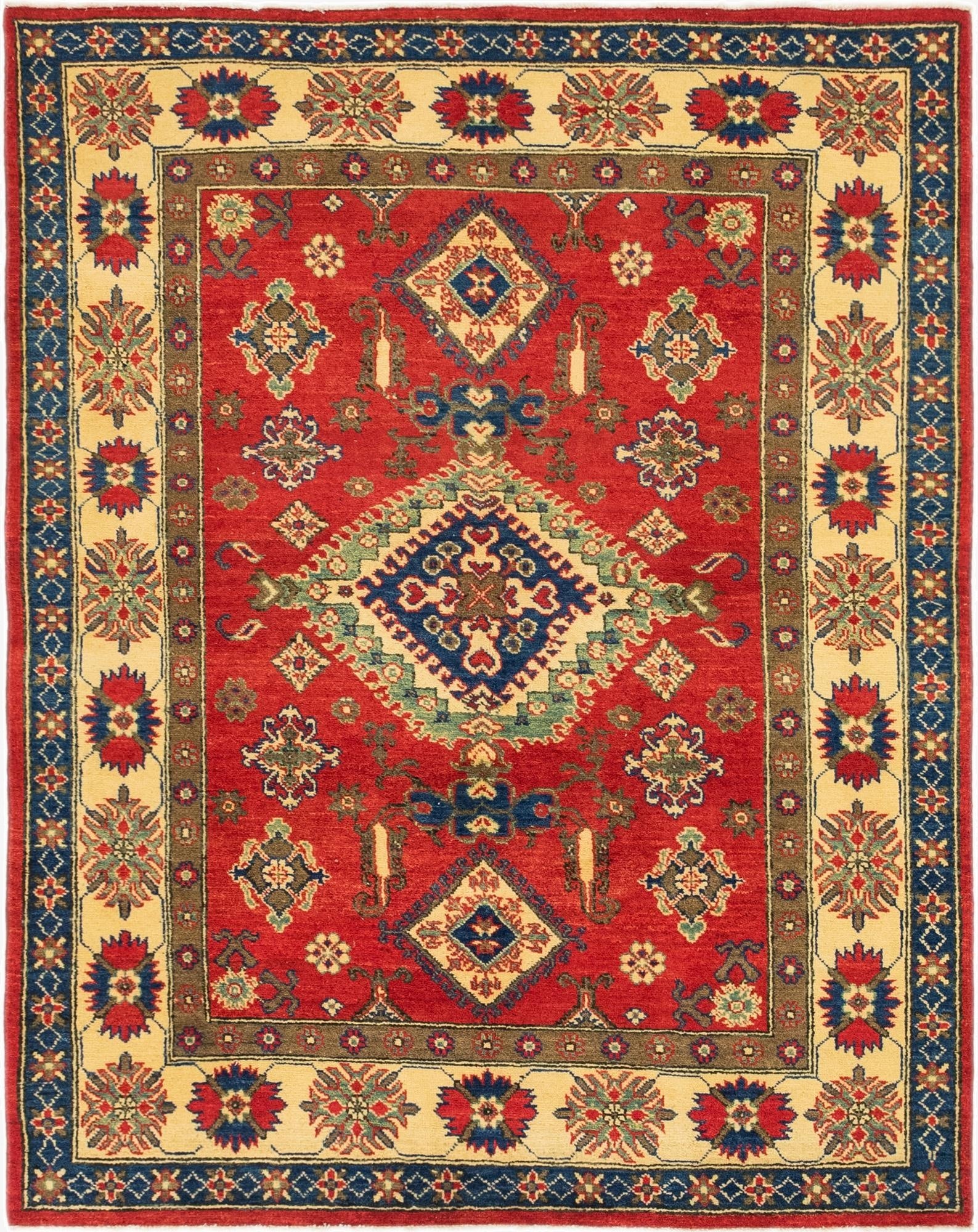 5' x 6' 4  Hand Knotted Kazak Rug