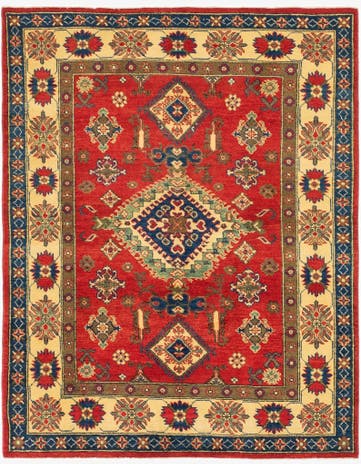 5' x 6' 4 Hand Knotted Kazak Rug