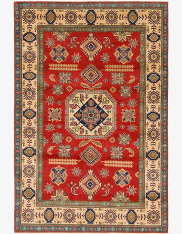 6' x 9' Hand Knotted Kazak Rug