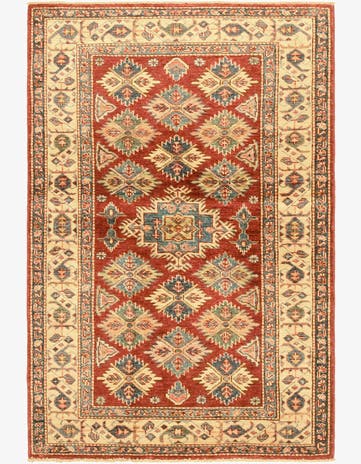 3' 4 x 5' 1 Hand Knotted Kazak Oriental Wool Rug