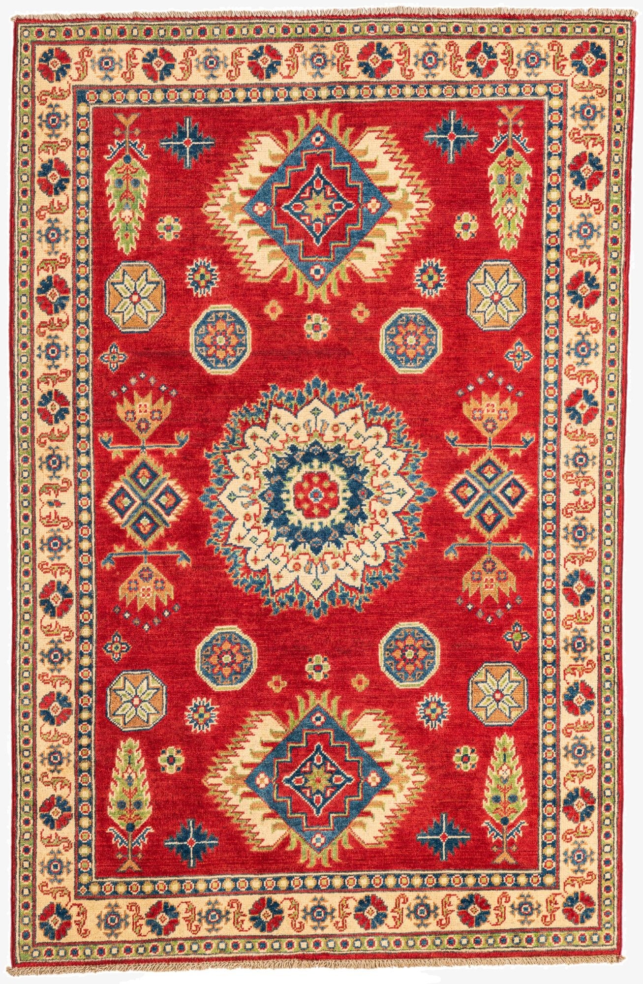 4' x 6'  Hand Knotted Kazak Rug