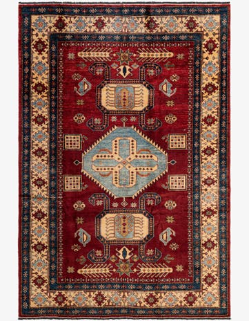 5' 11 x 8' 8 Hand Knotted Kazak Wool Rug