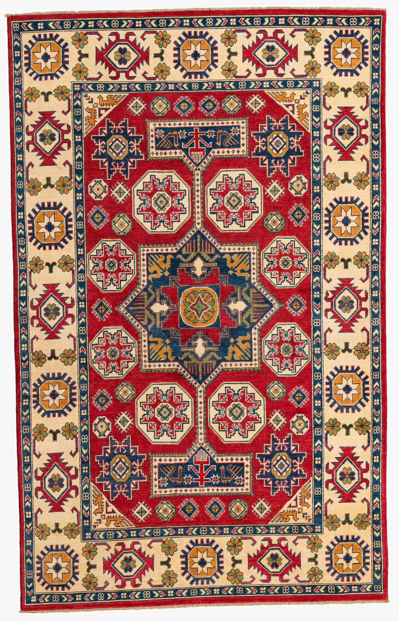 5' 10 x 9' 5  Hand Knotted Kazak Rug