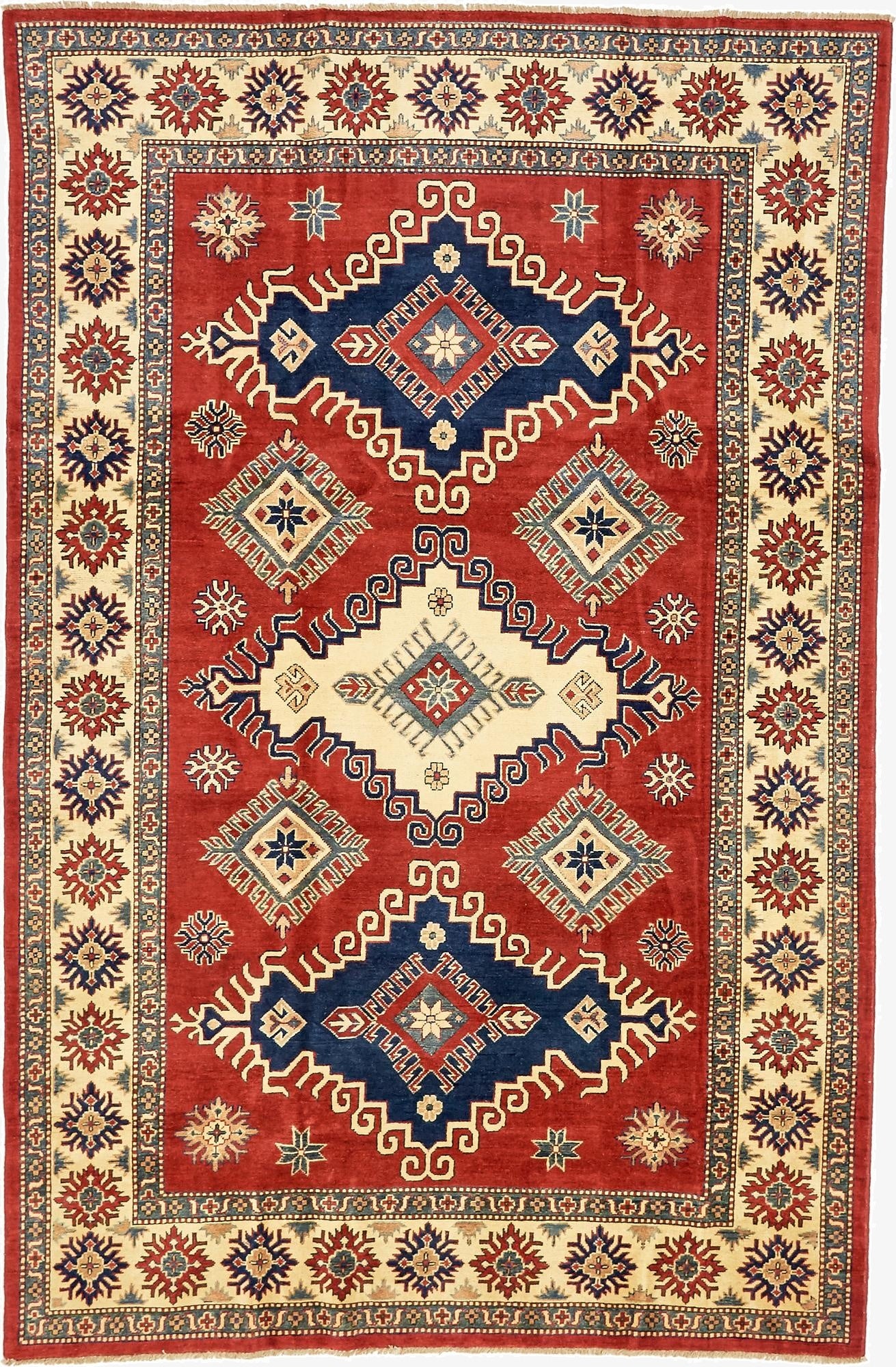6' 4 x 9' 7  Hand Knotted Kazak Oriental Rug