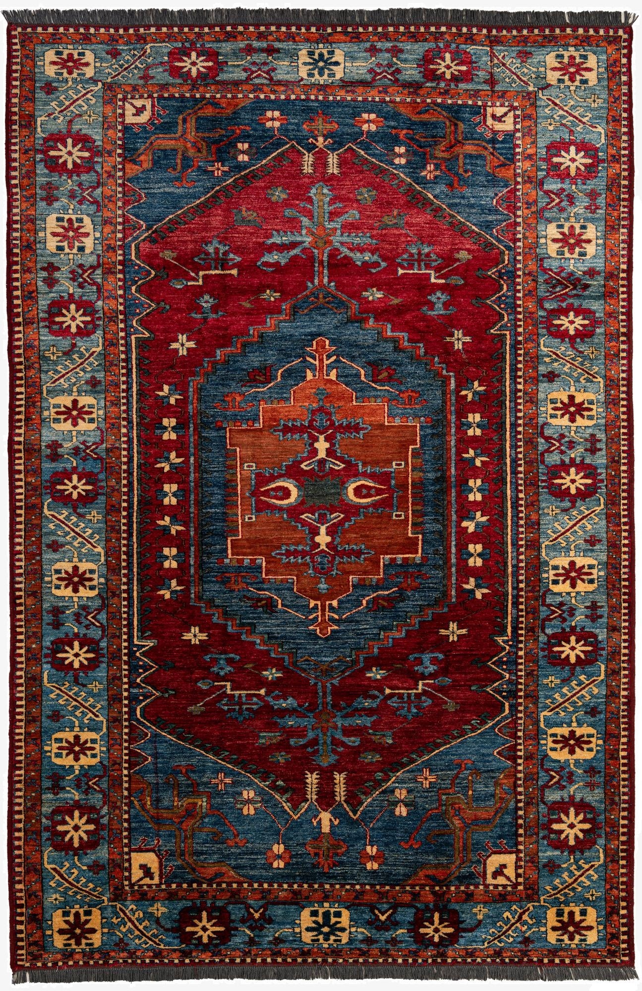 203cm x 312cm  Hand Knotted Kazak Wool Alfombra