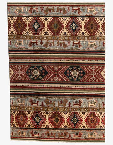 6' 7 x 9' 5 Hand Knotted Kazak Rug