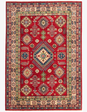 6' 7 x 9' 5 Hand Knotted Kazak Rug