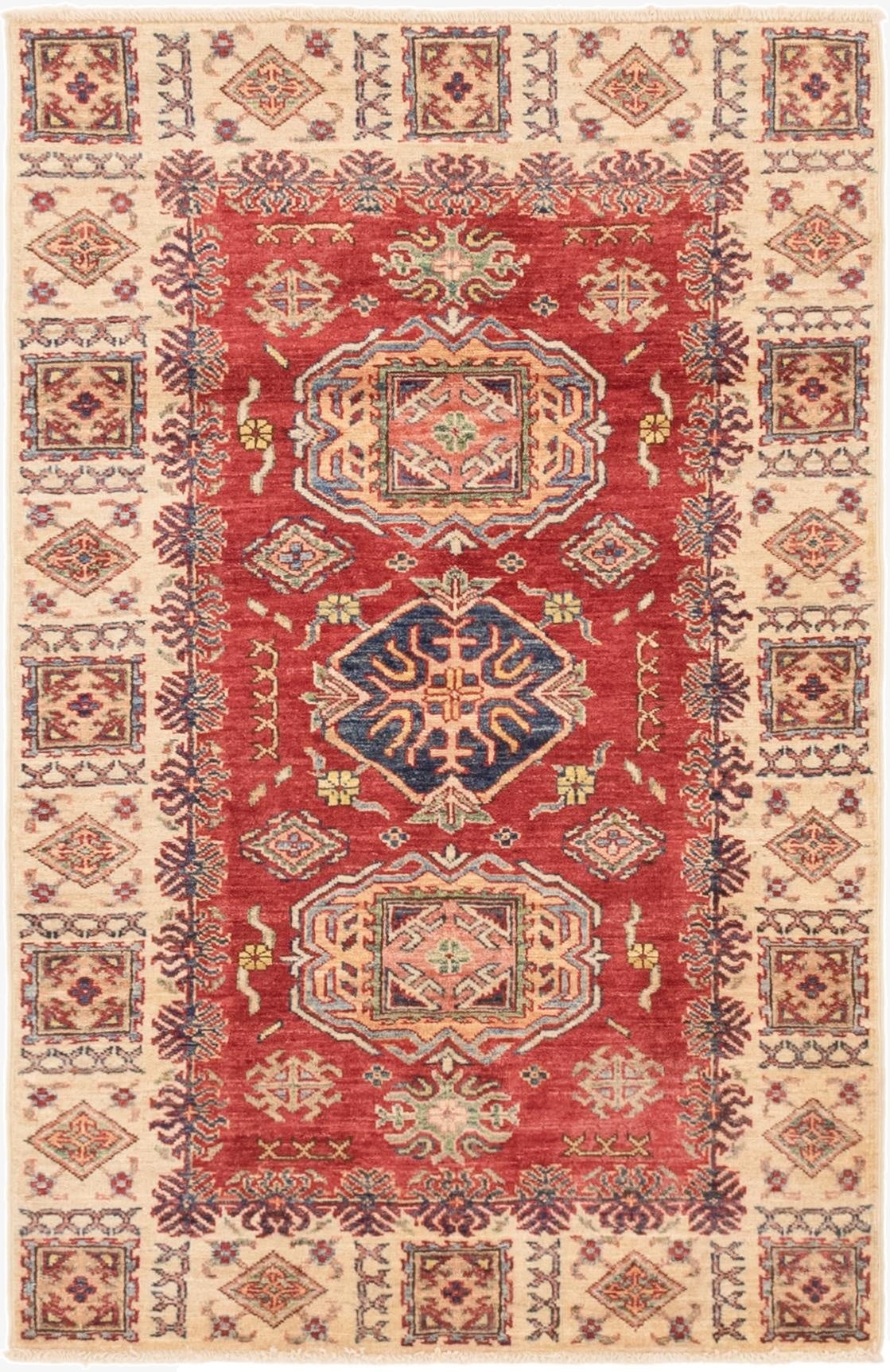 3' 1 x 4' 11  Hand Knotted Kazak Oriental Rug