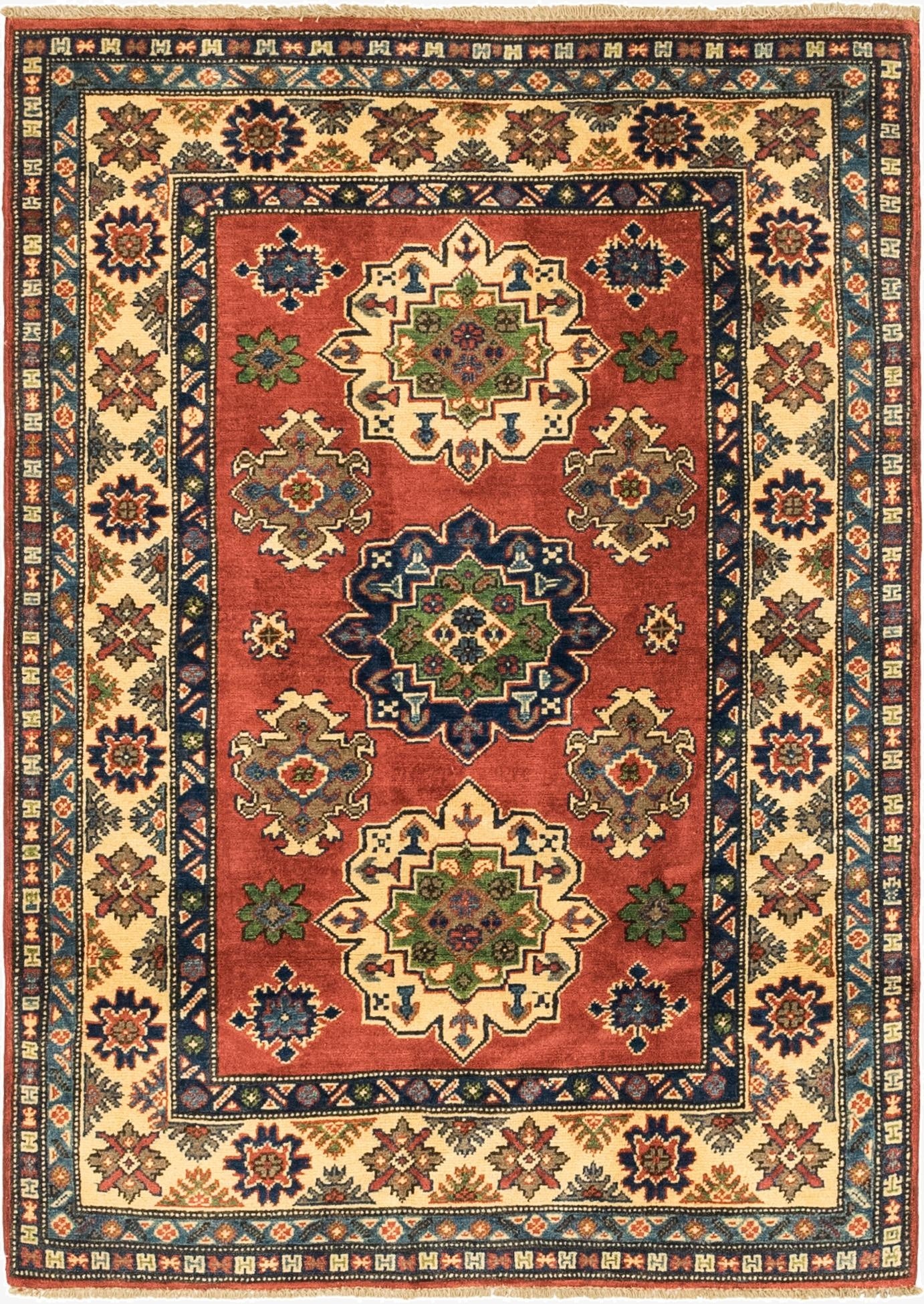 3' 11 x 5' 7  Hand Knotted Kazak Rug
