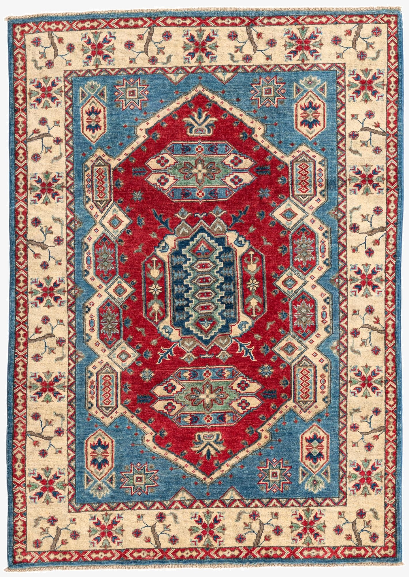 4' 1 x 5' 9  Hand Knotted Kazak Rug