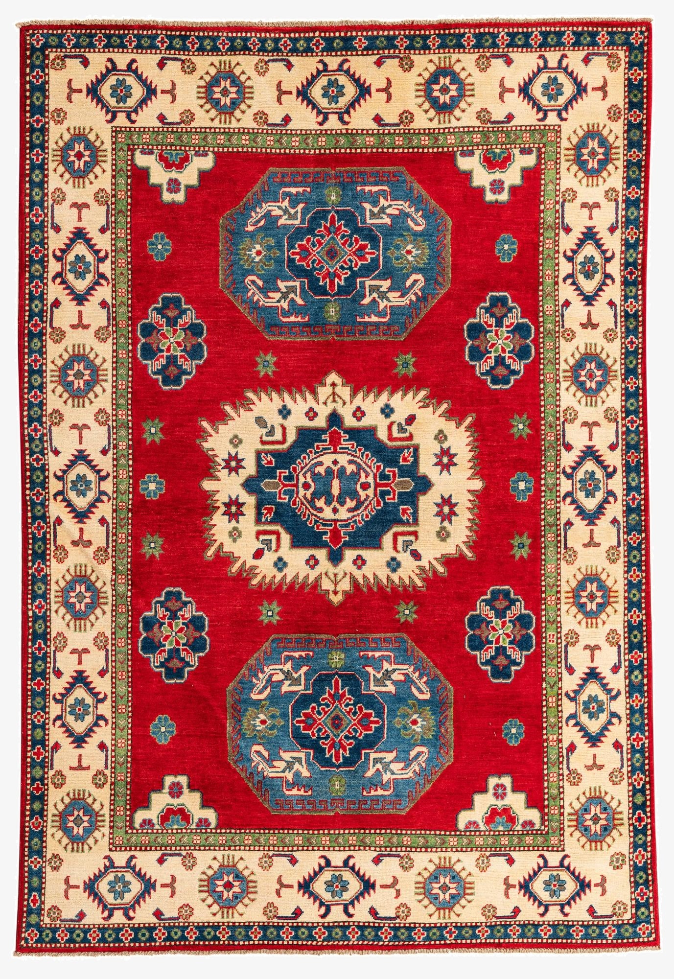 5' 7 x 8' 3  Hand Knotted Kazak Rug