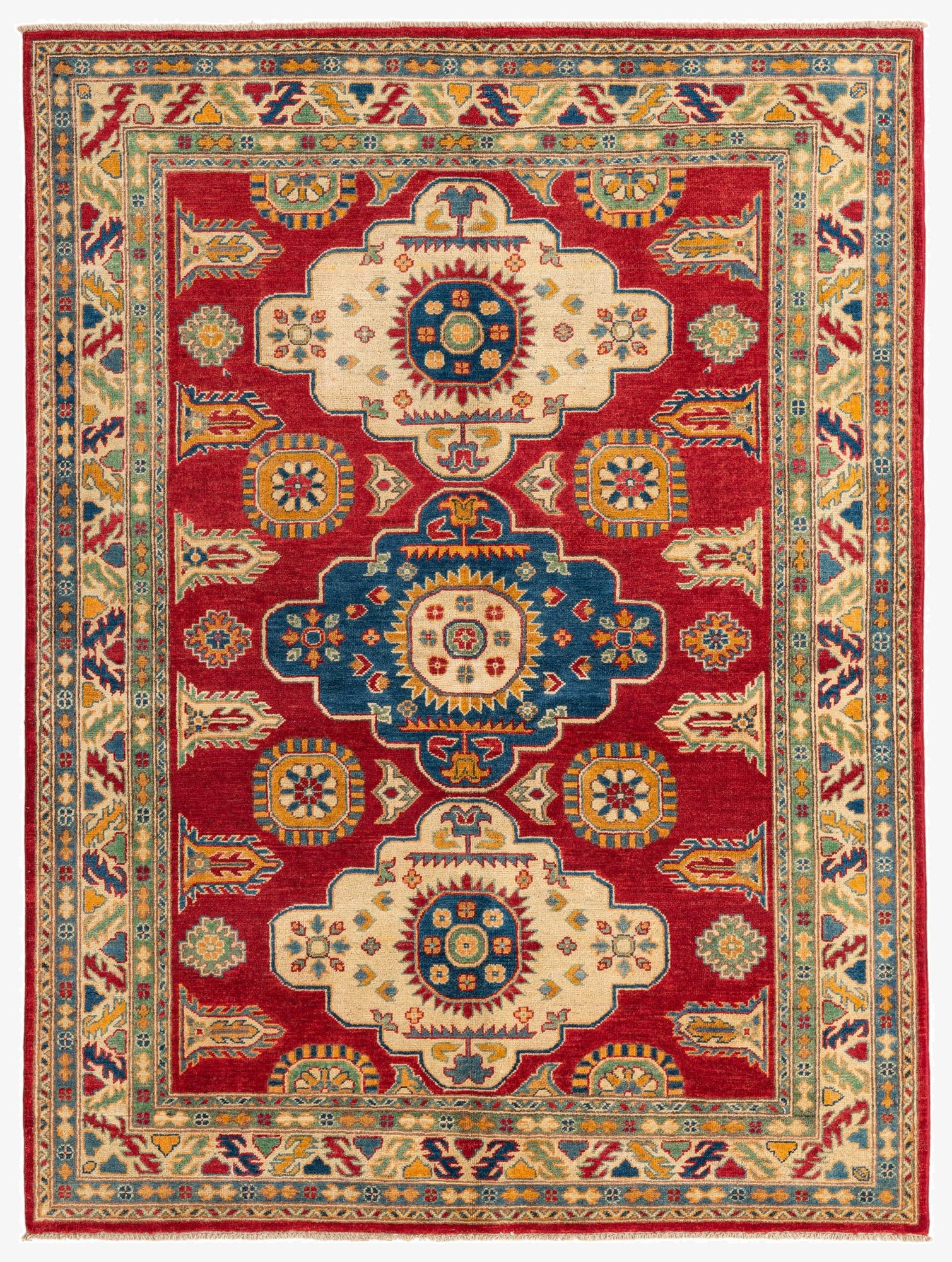 5' 9 x 7' 8  Hand Knotted Kazak Rug
