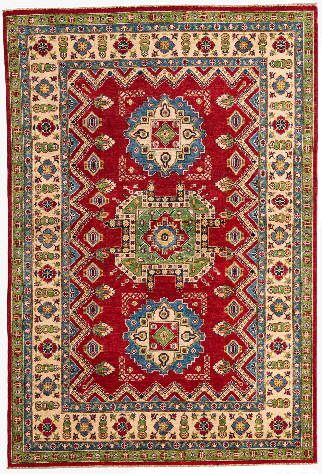 6' 8 x 9' 10  Hand Knotted Kazak Rug