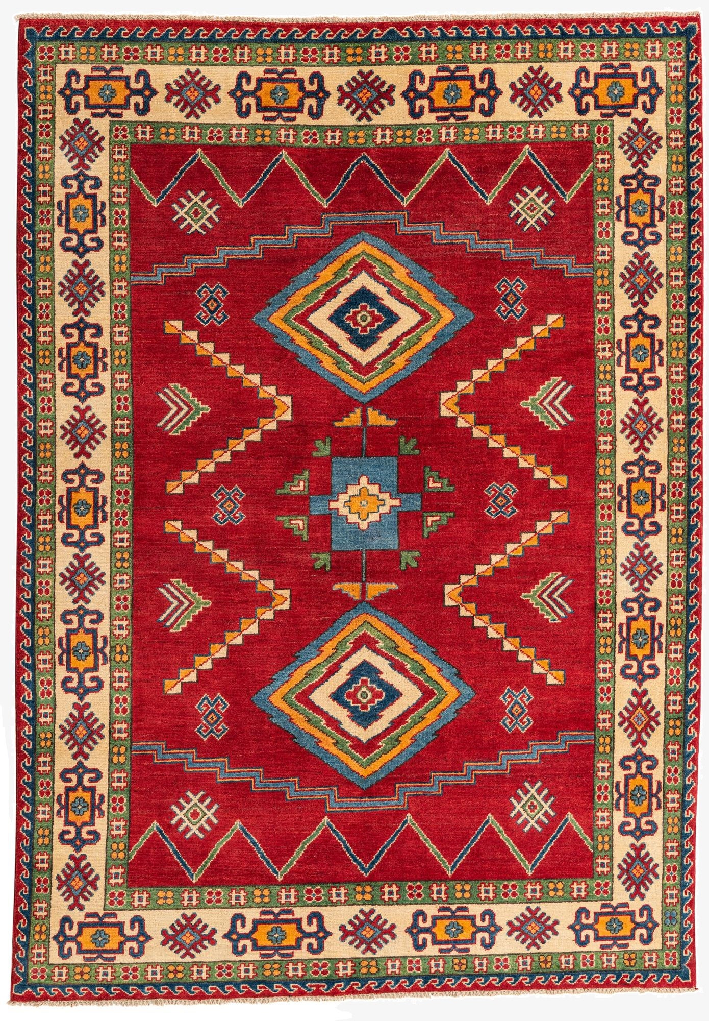 5' 8 x 8'  Hand Knotted Kazak Rug