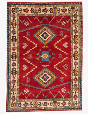 5' 8 x 8' Hand Knotted Kazak Rug