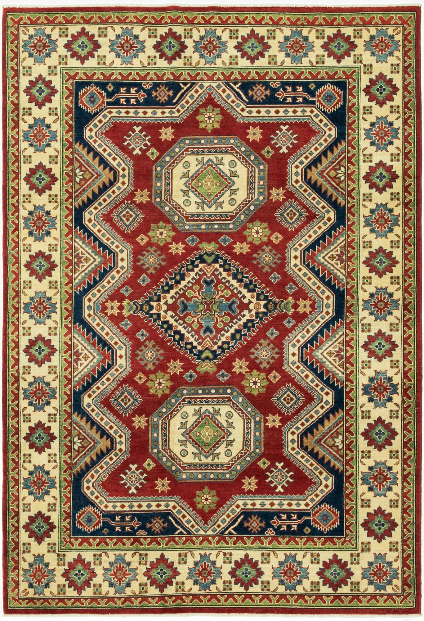 6' 6 x 9' 9  Hand Knotted Kazak Rug